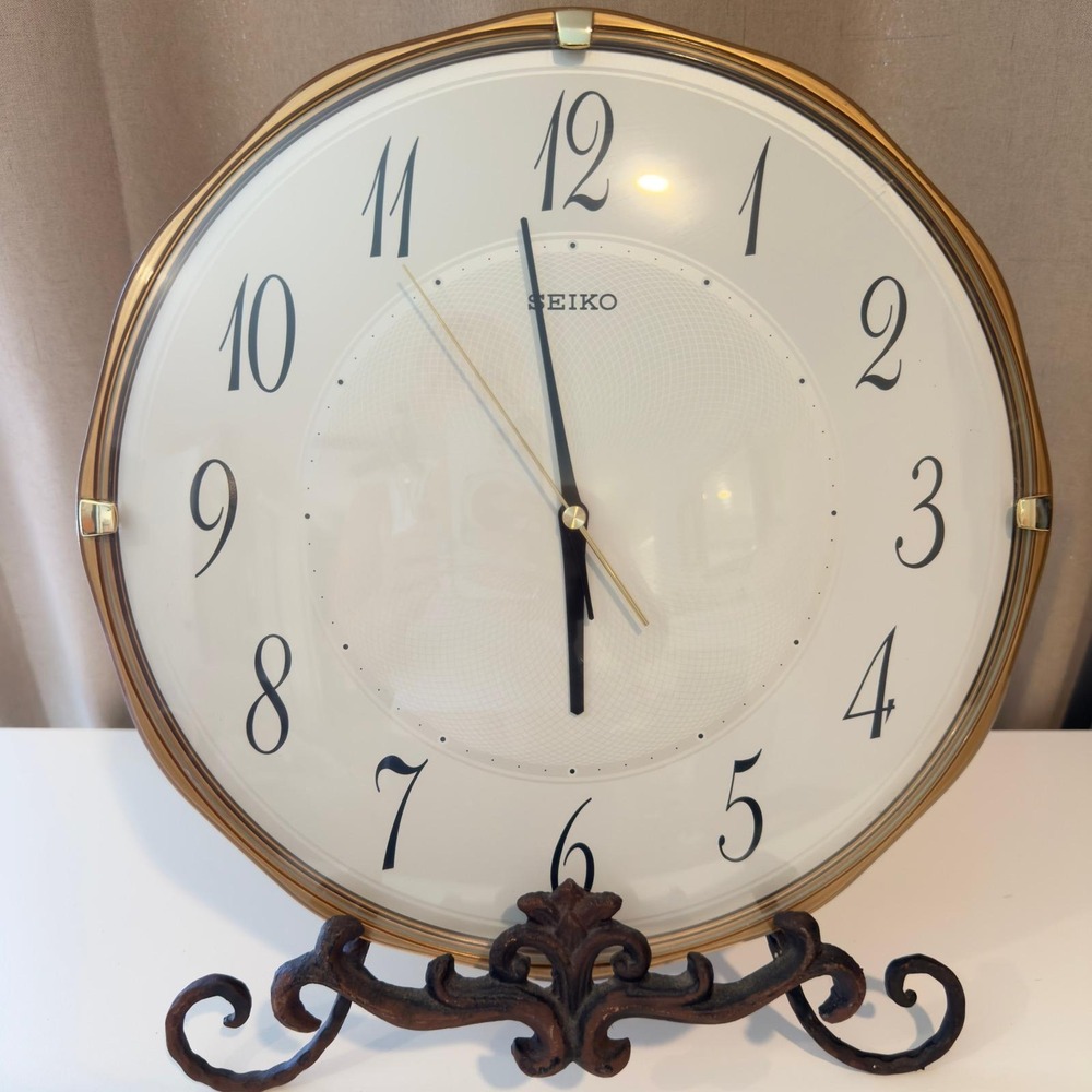 Seiko QXA358GRH Gold Tone Round Wall Clock White Dial Arabic Numerals Quartz